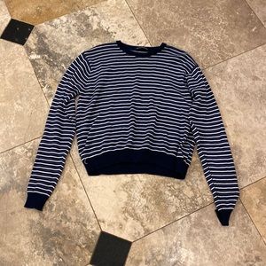 Brandy Melville blue white stripe crew neck sweater one size